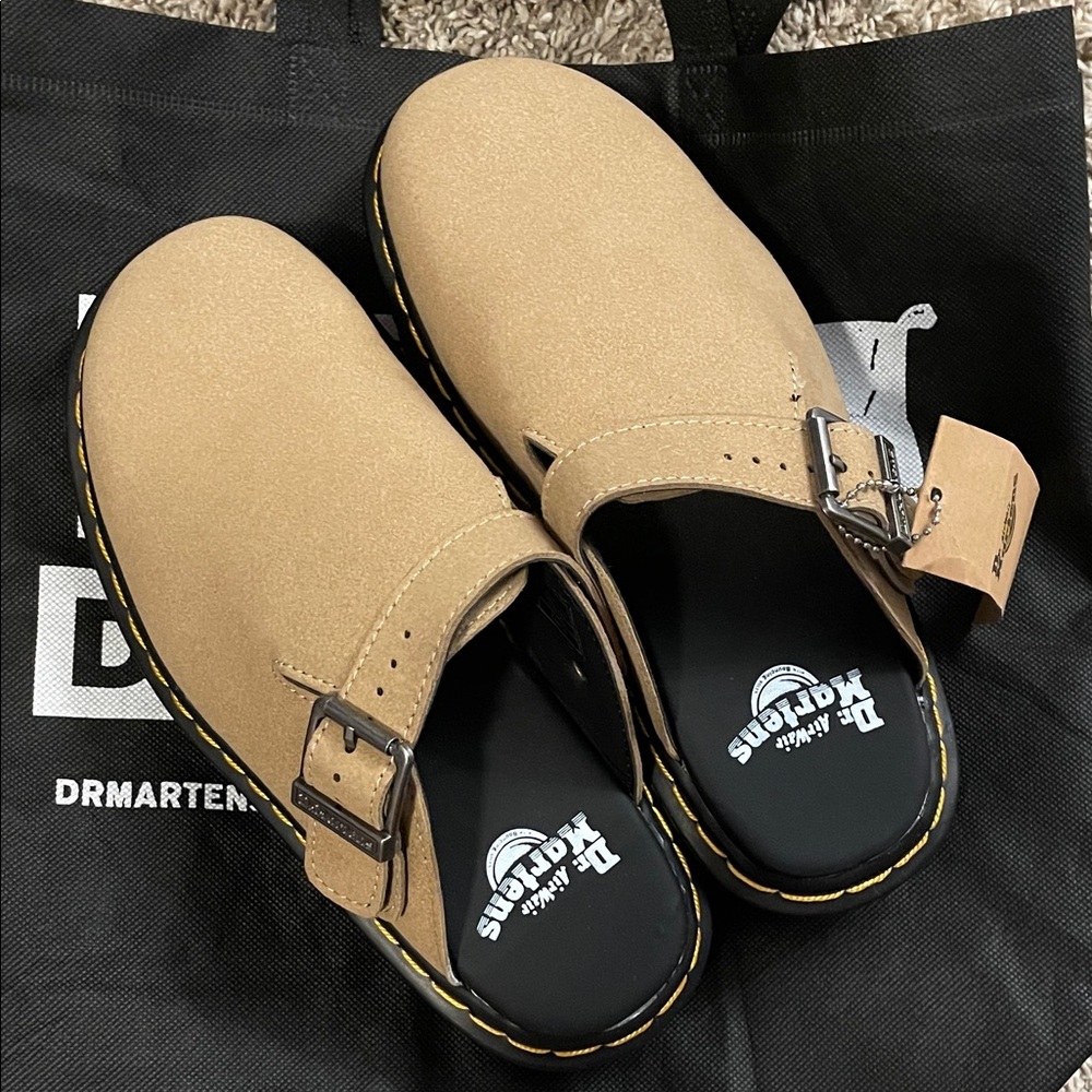 beige Dr. Martens Buckle loafers